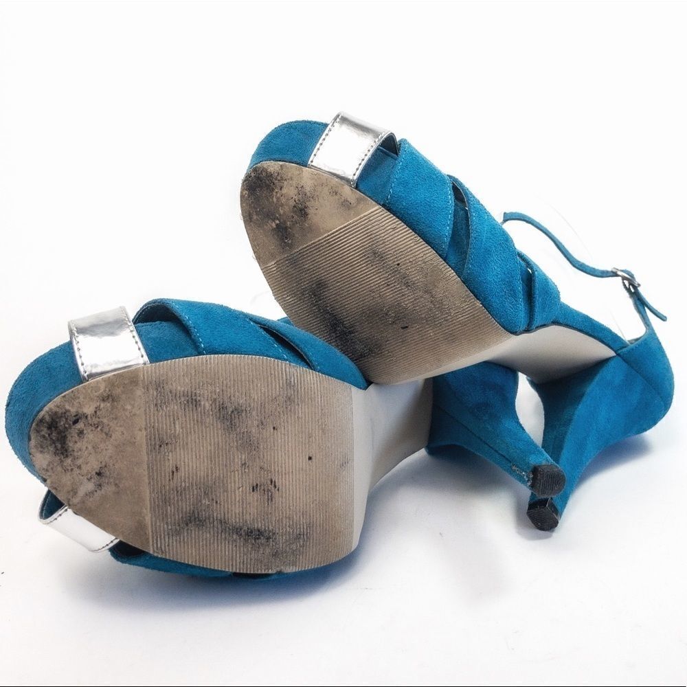 Madden Girl Hopeee Teal/Silver T-Strap Pump Sz 10 - Picture 5 of 11